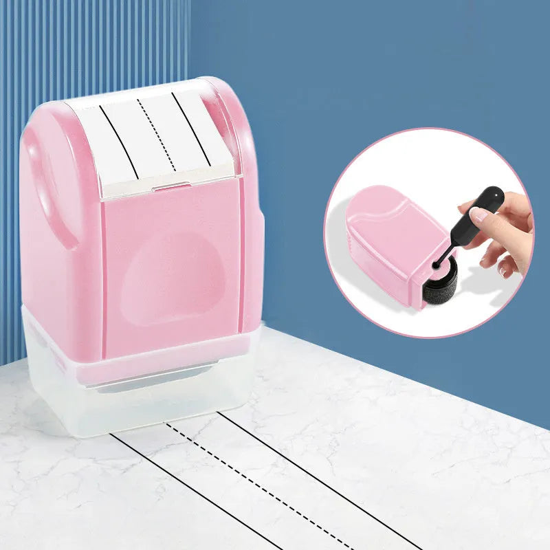 Blue photosensitive roller stamp for English teaching with rectangular plastic design