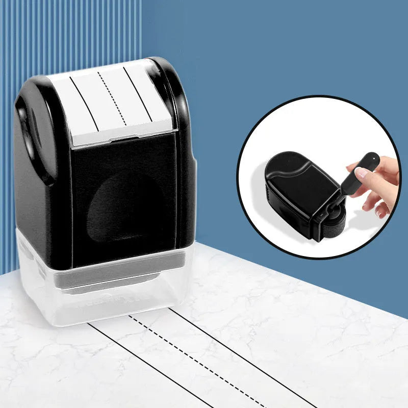 Blue photosensitive roller stamp for English teaching with rectangular plastic design
