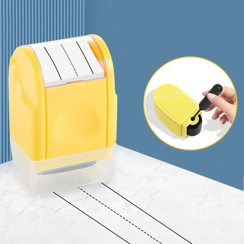 Blue photosensitive roller stamp for English teaching with rectangular plastic design