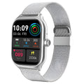 Bluetooth smart watch with touch screen showing heart rate and health metrics