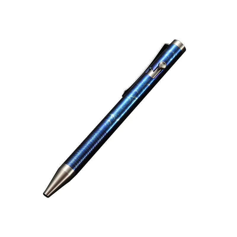 Titanium alloy magic colour bolt-action pen showing phantom finish and gun bolt handle.