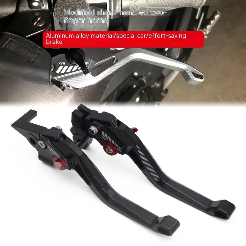Motorcycle metal clutch lever in two-finger design showing colour options