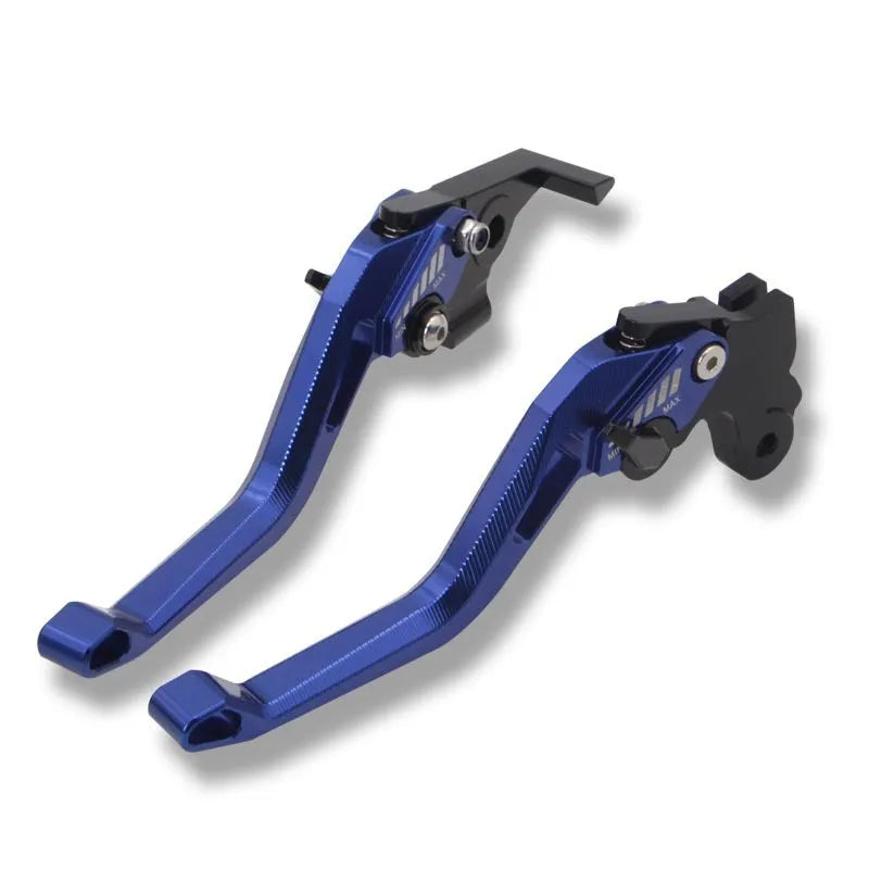 Motorcycle metal clutch lever in two-finger design showing colour options
