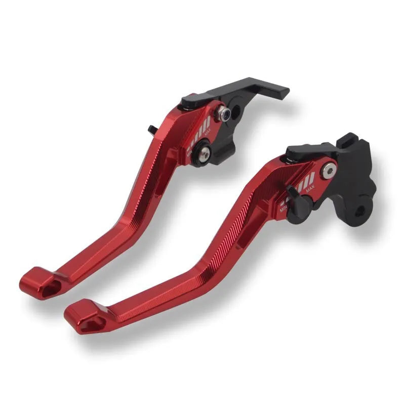 Motorcycle metal clutch lever in two-finger design showing colour options