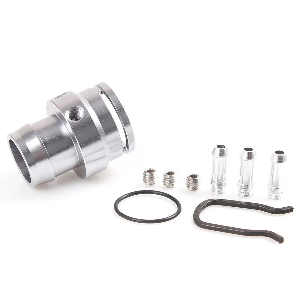 Black and titanium coloured vacuum adapter tee fitting for second generation car engines.