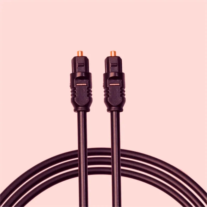 Black Toslink optical audio cable with square connectors, 2 metre length