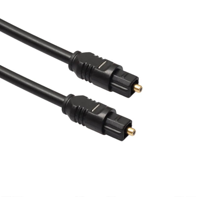 Black Toslink optical audio cable with square connectors, 2 metre length