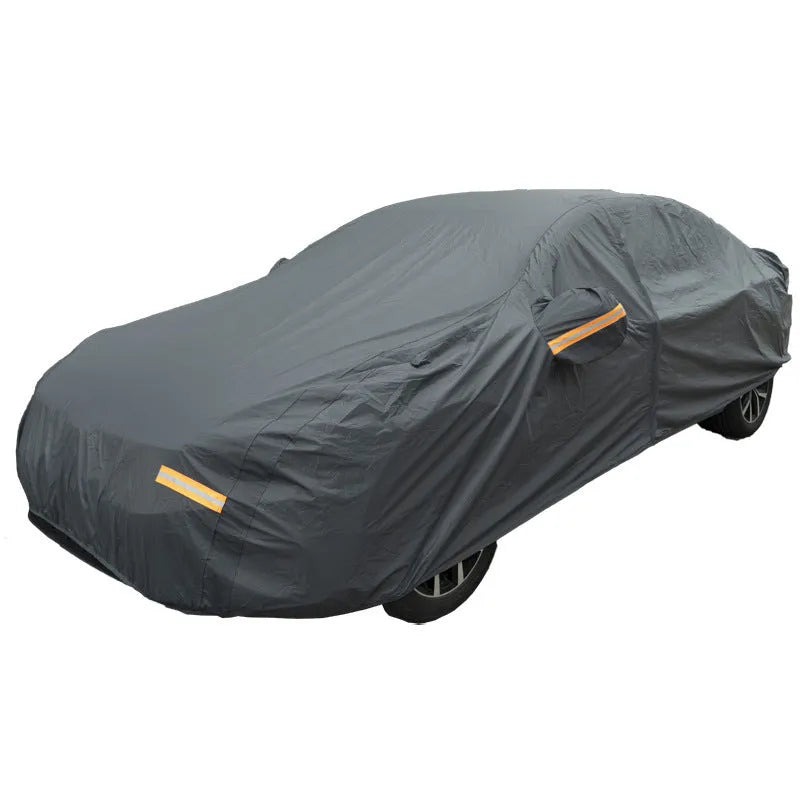 Grey Volkswagen car cover with PVC chemical fibre material shown in outdoor setting