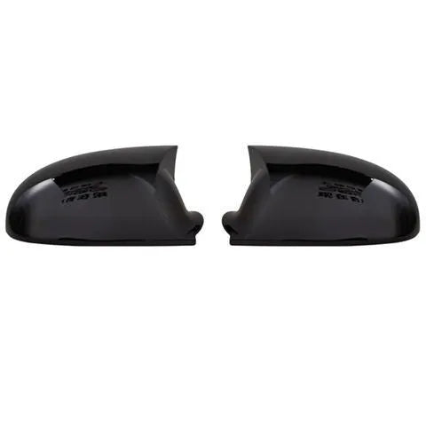 Pair of plastic mirror housings for Volkswagen Sagitar (2006-2011) in black and carbon fibre finishes.
