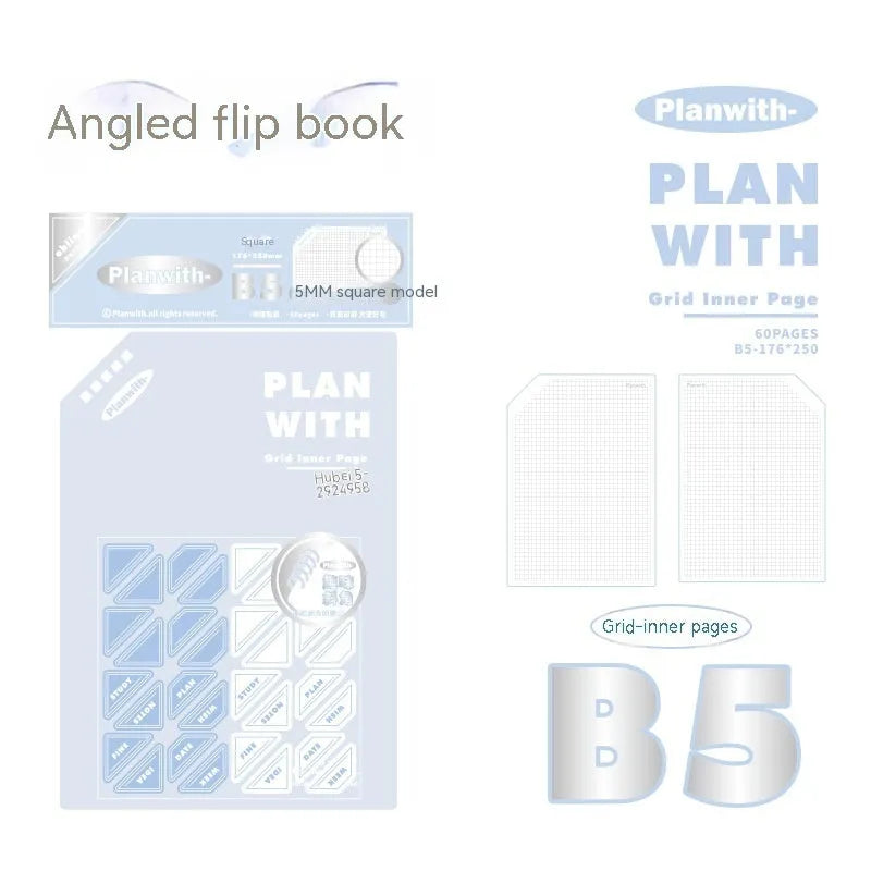 Oblique angle artsy ins style student notebook in A5 or B5 size with salt series design