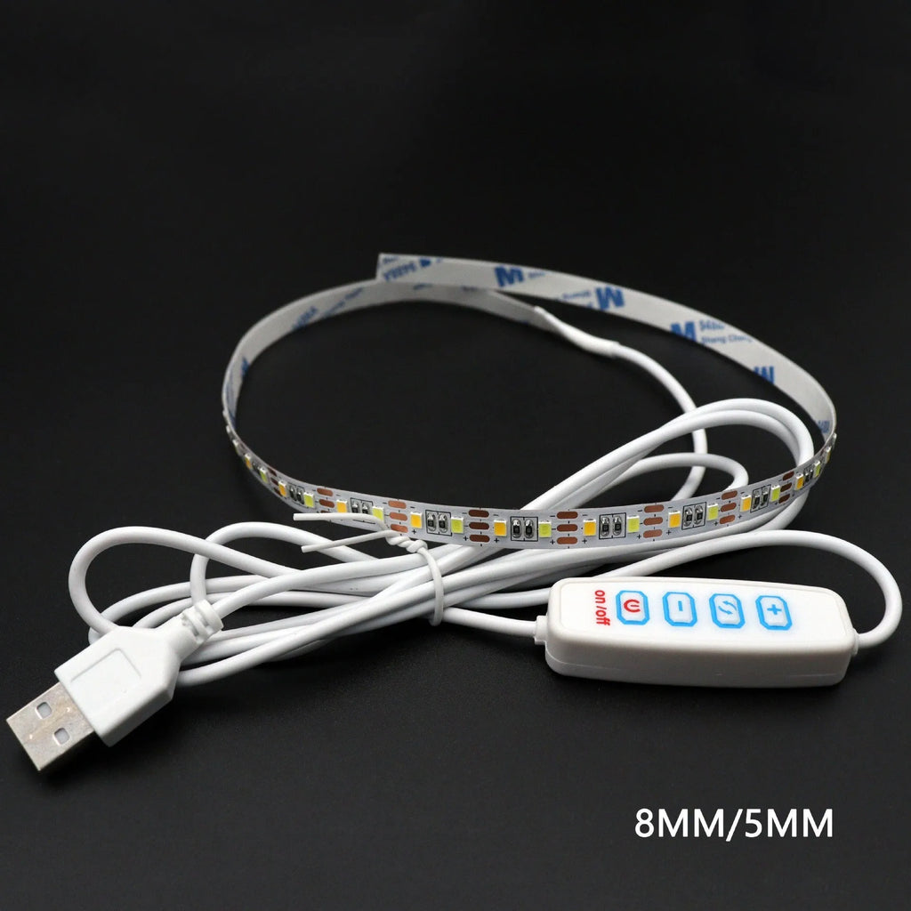 USB two-colour dimmable LED light strip 120 beads 2835 non-waterproof 5V