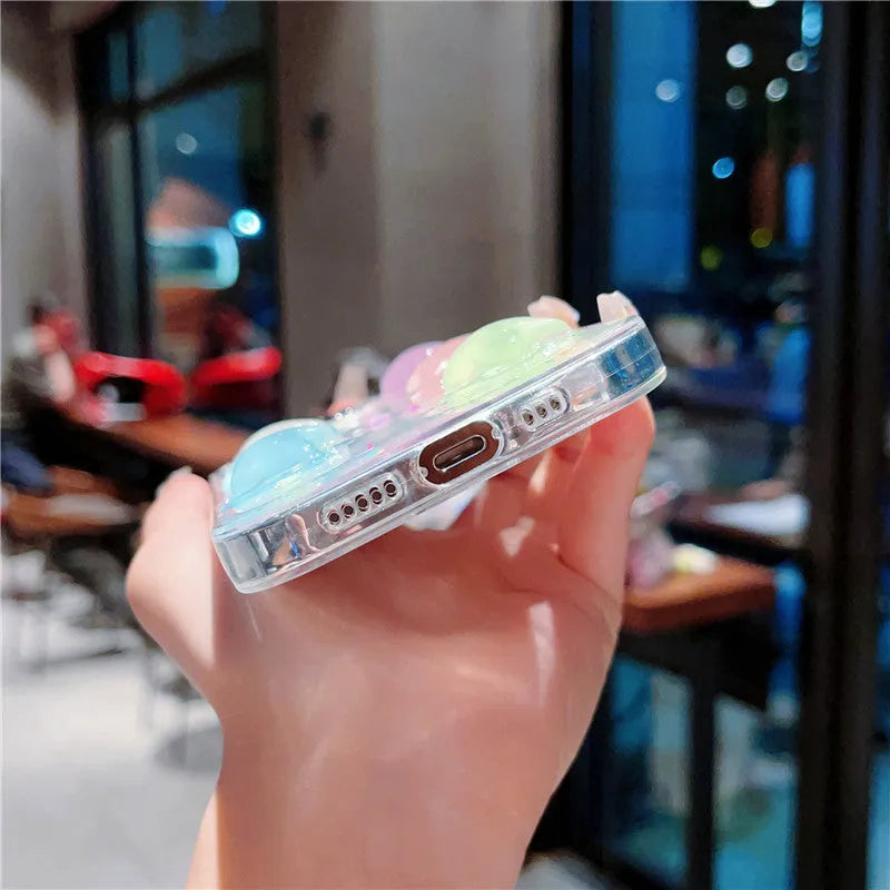 Three-dimensional star luminous silicone phone case in XINGX colour for iPhone with fall protection