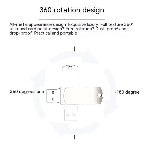White metal USB flash drive with rotating cap shown next to a UK 10p coin for scale