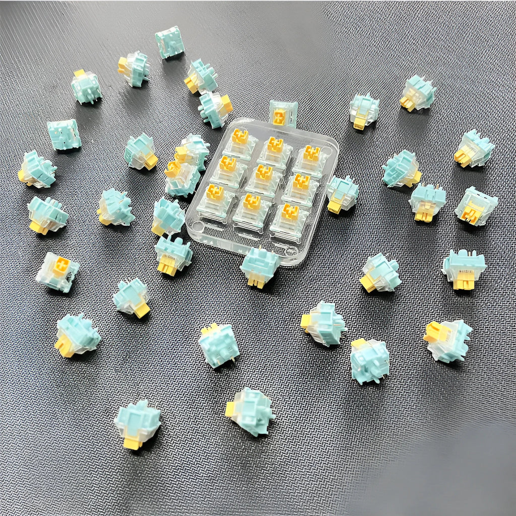 Tiger Mo Sea Salt Lemon PRO mechanical keyboard switches in 36-piece pack