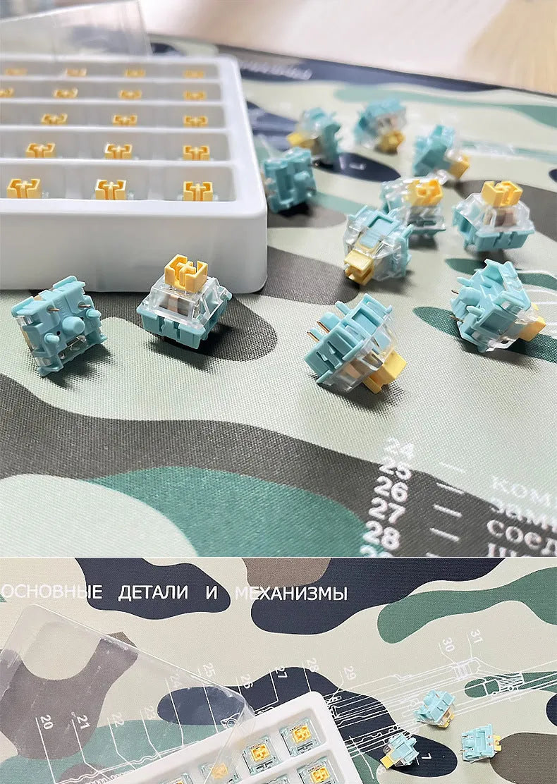 Tiger Mo Sea Salt Lemon PRO mechanical keyboard switches in 36-piece pack