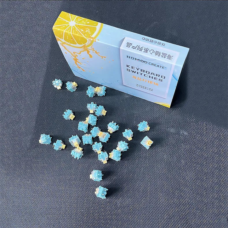 Tiger Mo Sea Salt Lemon PRO mechanical keyboard switches in 36-piece pack