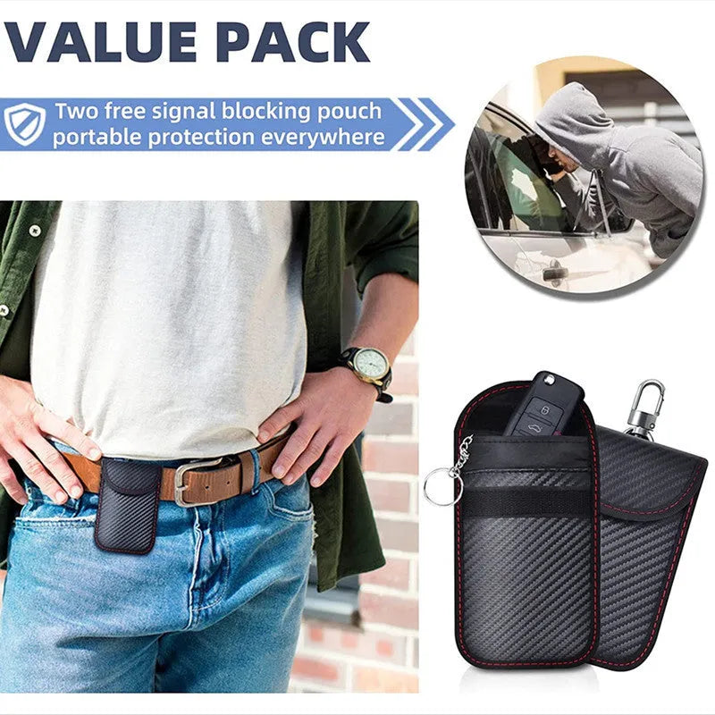 Carbon fibre design RFID shielding box and two key cases for anti-theft signal protection