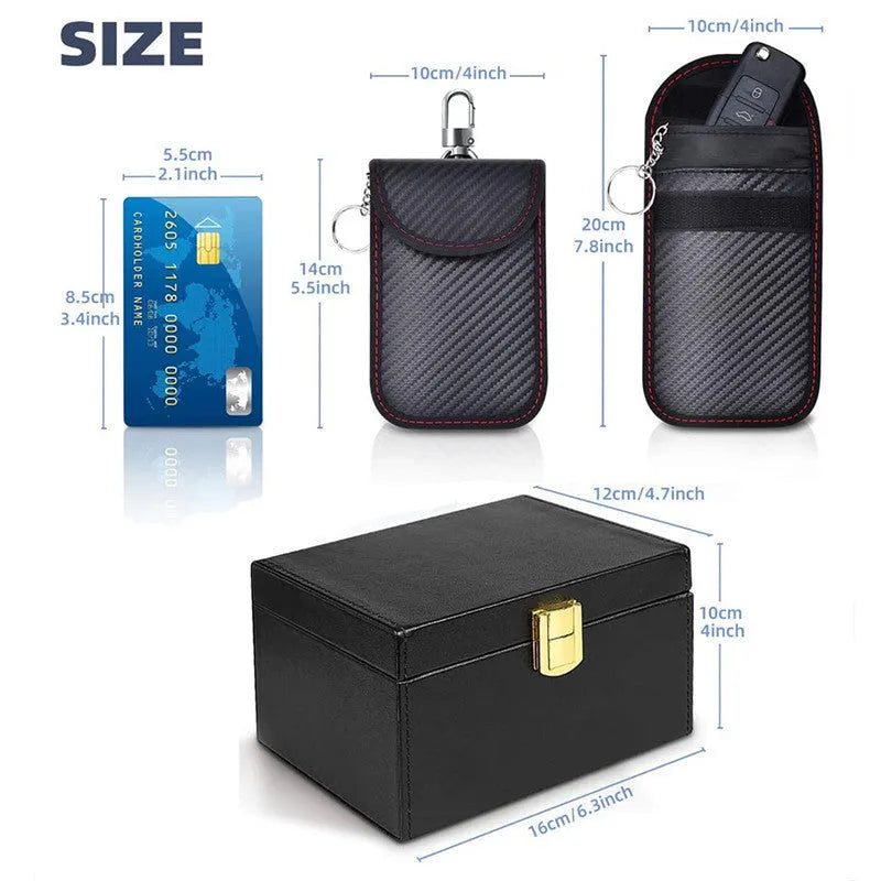 Carbon fibre design RFID shielding box and two key cases for anti-theft signal protection