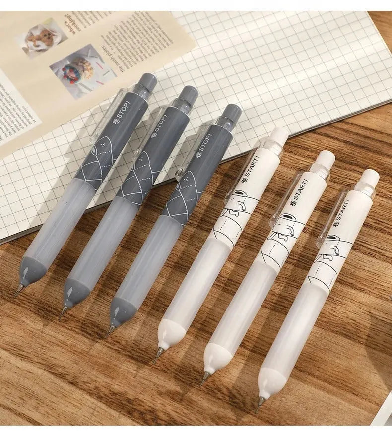 0.5mm automatic pencil with cloud grip in black and white minimalist design