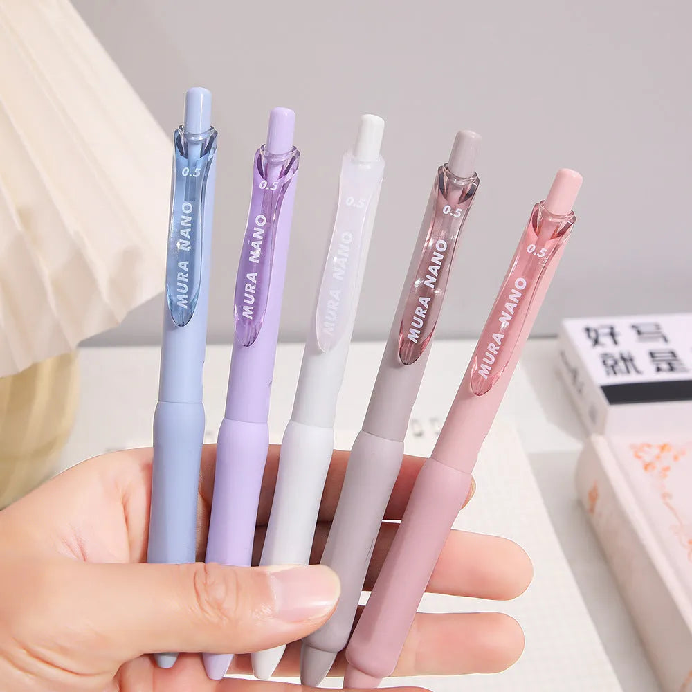 Macaron colour press gel pen with 0.5mm tip in three colour options for student writing
