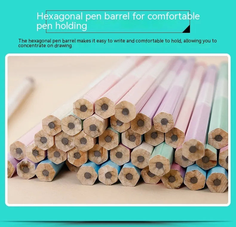 Basswood hexagonal HB pencil bulk pack showing 50 barrels.