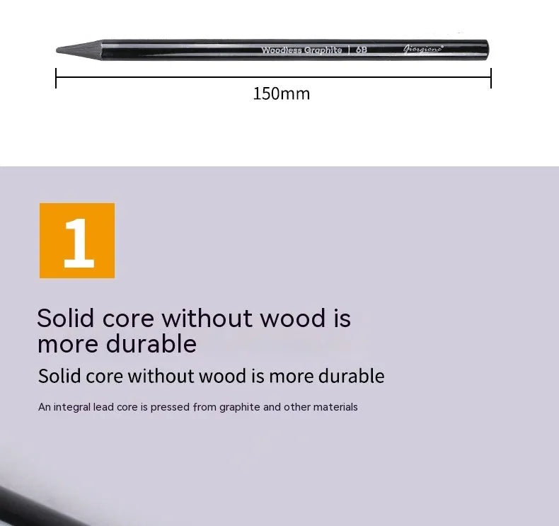 Set of nine art pencils on a card: six graphite pencils and three darker carbonized pencils in wooden casings.