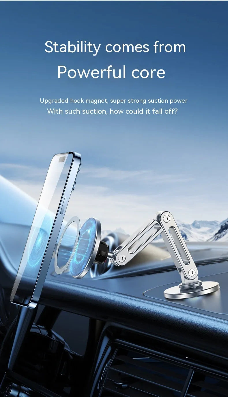 Aluminium alloy magnetic car phone holder with 360-degree rotation in Noble Black
