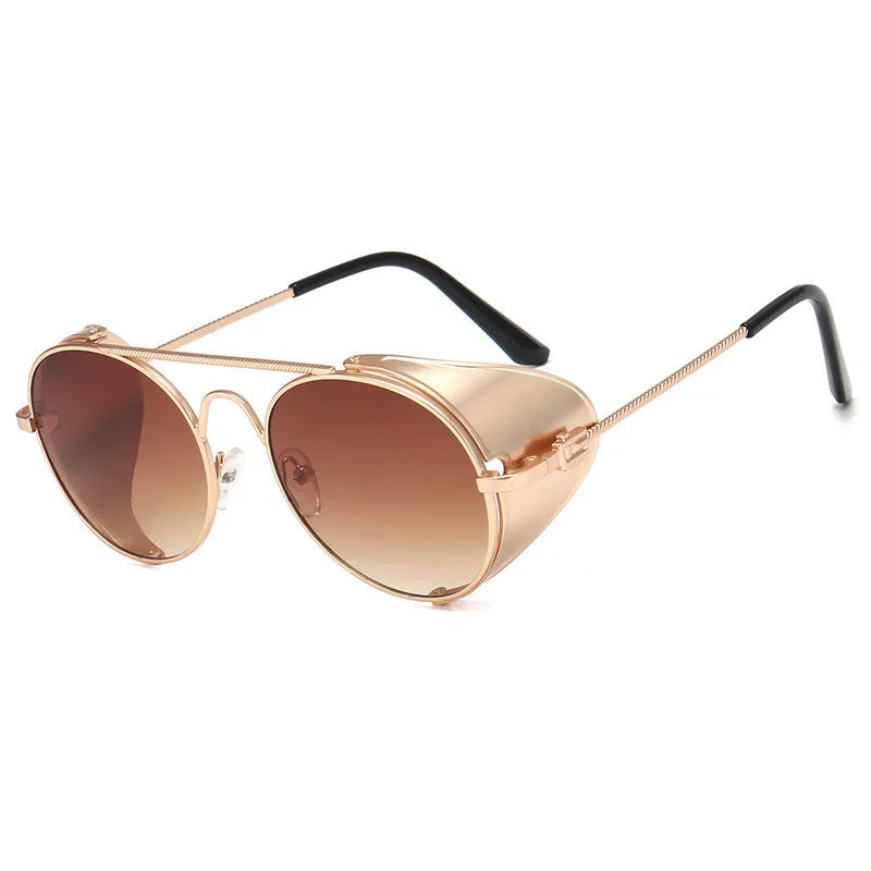Steampunk sunglasses with metal frame and resin lenses in a colour variant