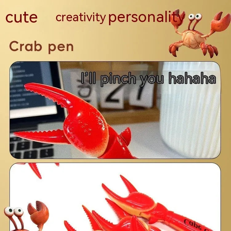 Ballpoint pen with crab design and pressing can clip mechanism