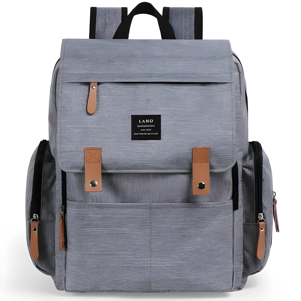 Landuo Mother large grey oxford cloth diaper backpack with changing mat.