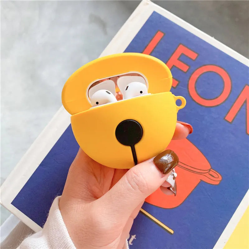 Yellow bell-shaped silicone protective case for Apple AirPods 1st and 2nd generation charging case