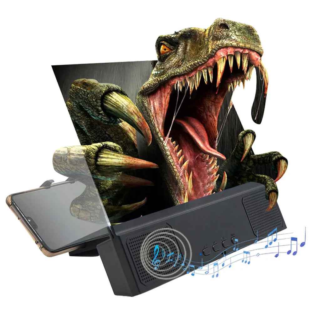 12-inch mobile phone screen amplifier with acrylic lens and ABS housing showing smartphone placement