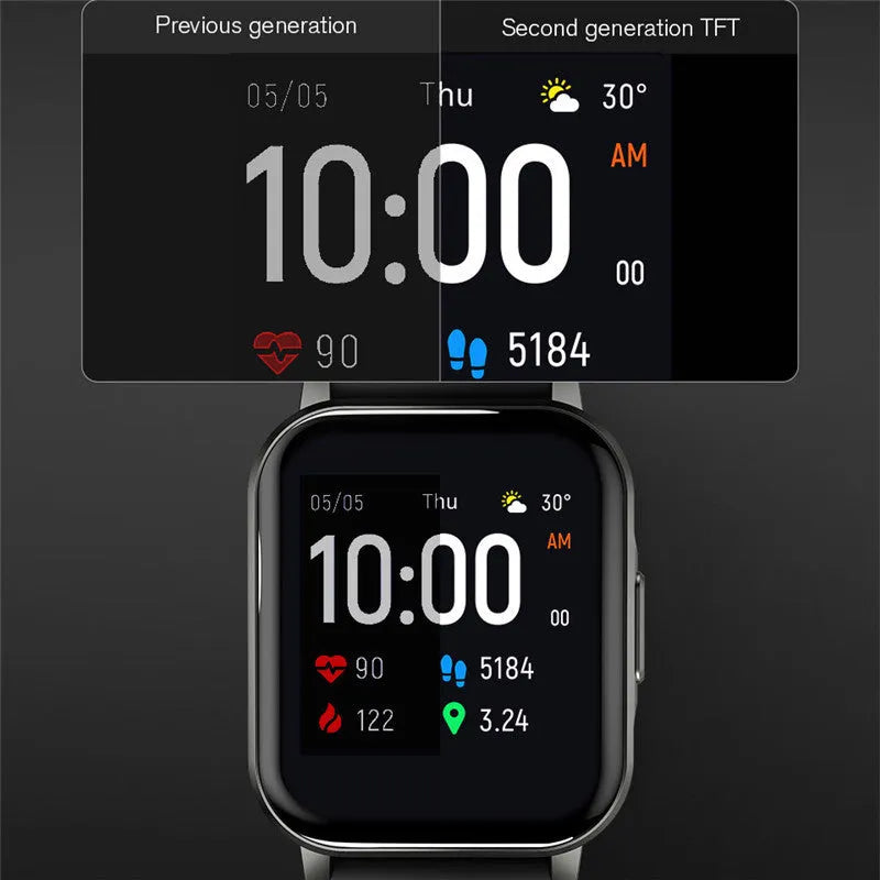 Black waterproof smart bracelet with a 1.4-inch screen on a silicone strap.