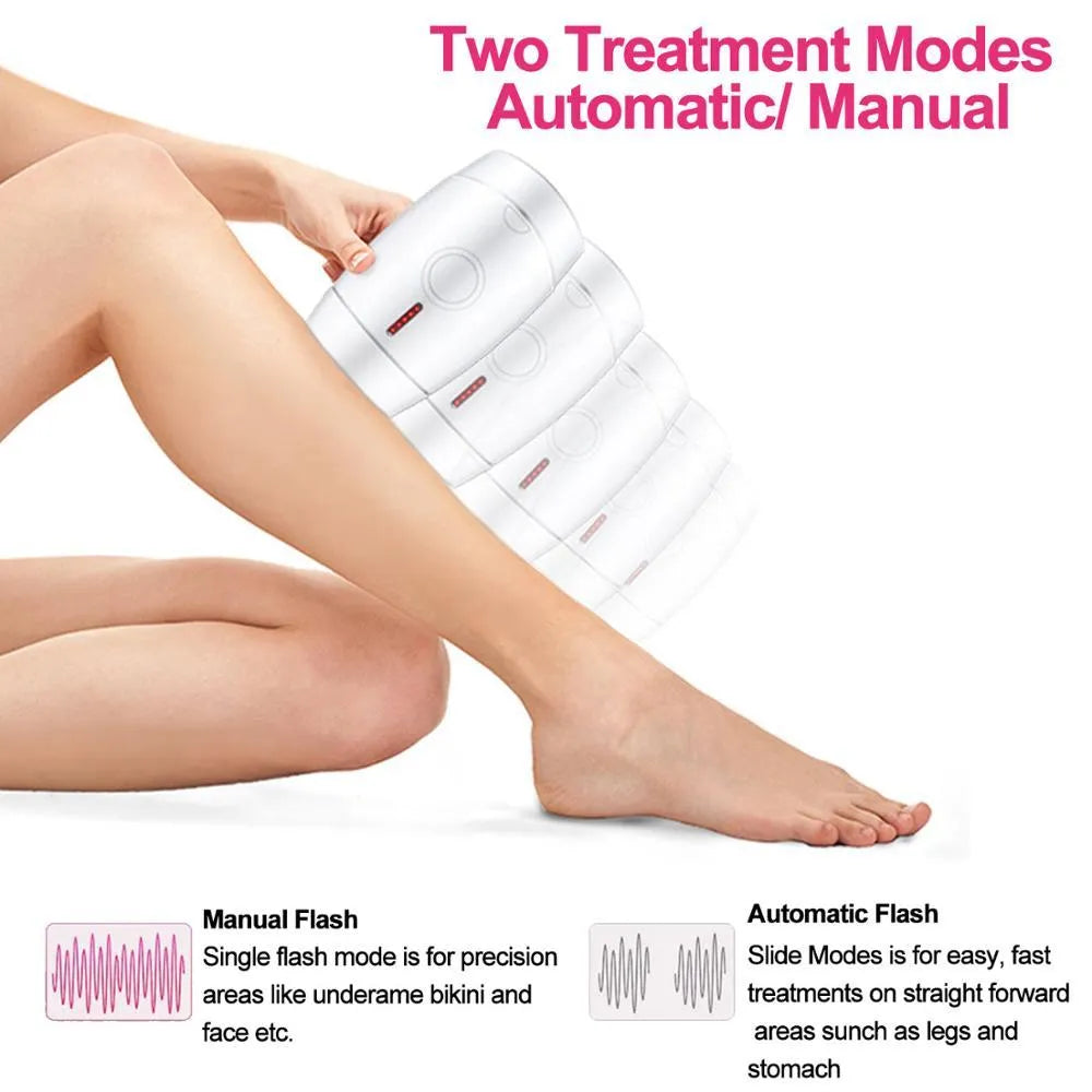 White home laser hair removal instrument with display and buttons on a compact unit.