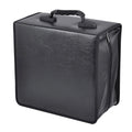 Black Oxford fabric CD DVD storage organiser bag with zipper closure and top hand strap.