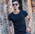 Men's bamboo fibre summer T-shirt in multiple colours showing casual fit.