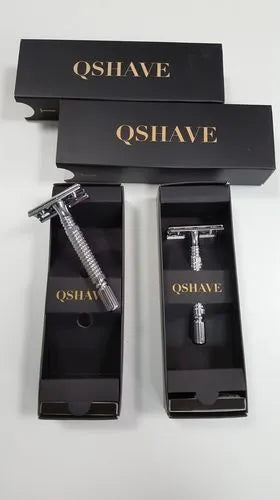 Double-edged safety razor with storage box and blade for traditional wet shaving