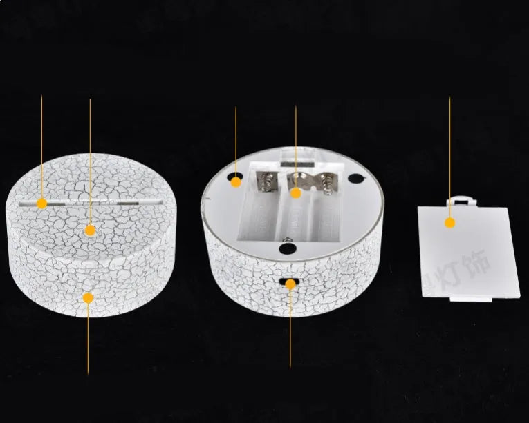 Shark Series 3D table lamp with acrylic light plate and remote control showing colour changing capability