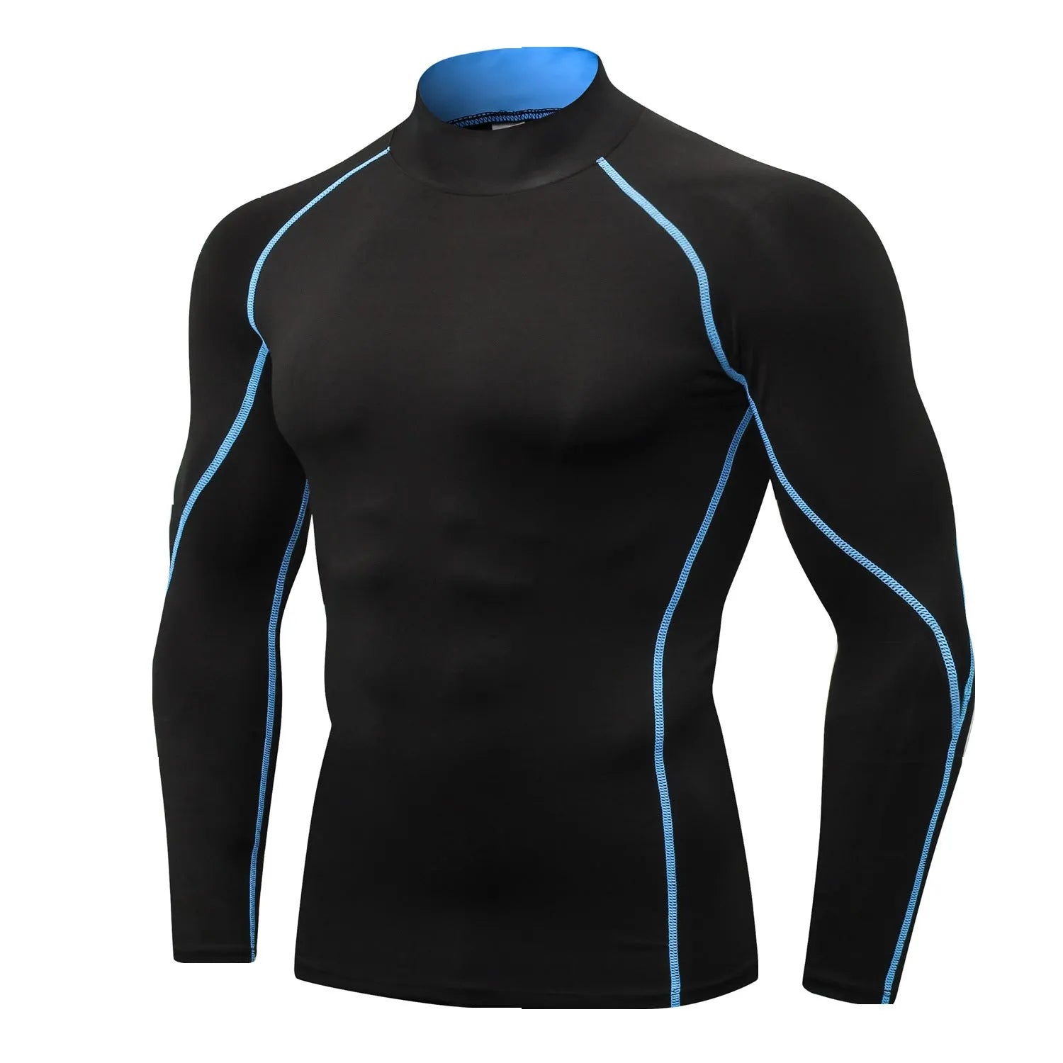 Quick-drying polyester collar sweater for men in black with dark grey line detail