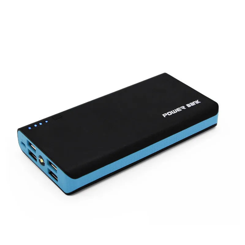 20000mAh portable power bank in five colour options showing compact dimensions