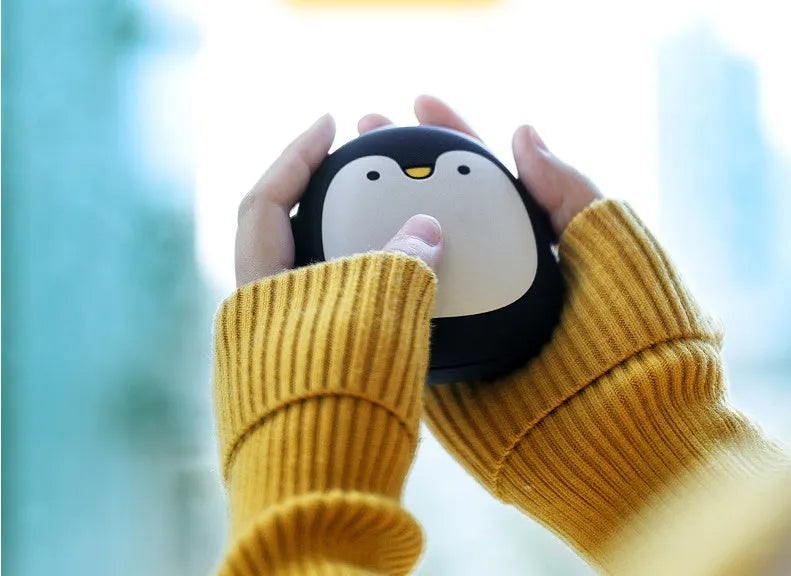 Cartoon penguin and polar bear USB rechargeable electric hand warmer with double-side heating