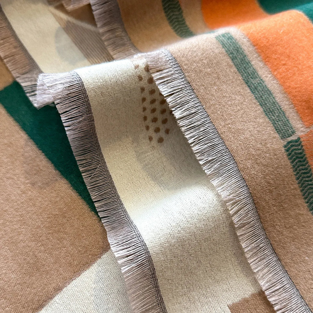 European style imitation cashmere scarf in beige colour measuring 185cm long