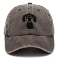 Retro washed cotton baseball cap with a Dachshund print and a peaked brim.