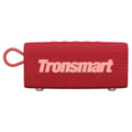 Blue portable Bluetooth speaker with waterproof rating shown outdoors