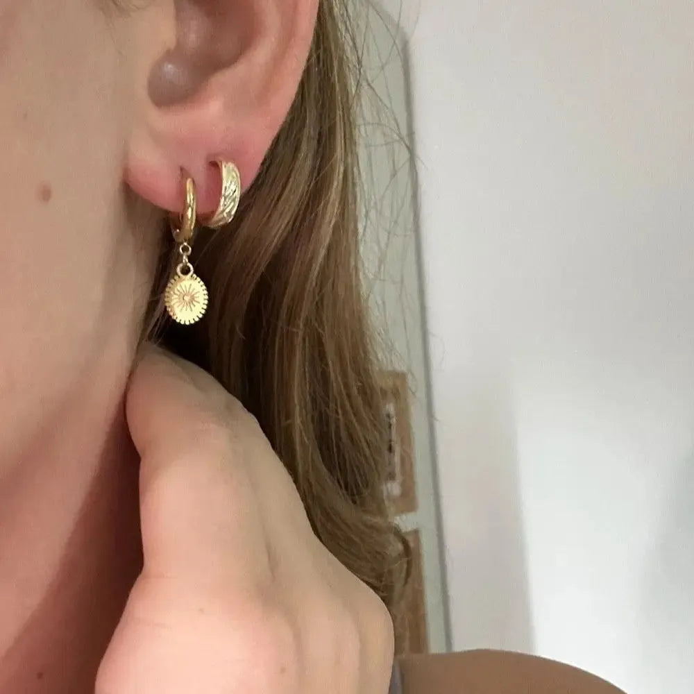 Stainless steel geometric earrings with elliptical shape in colour XY-EH005