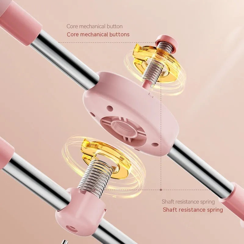Children's adjustable length open back stick for posture correction in pink and blue colour options