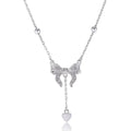 S925 sterling silver butterfly heart necklace with adjustable chain and O-ring clasp
