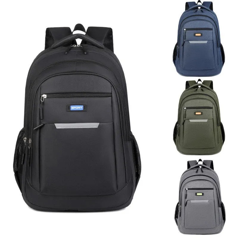 Men's casual Oxford cloth backpack with breathable lining in grey, black, green and blue colour options