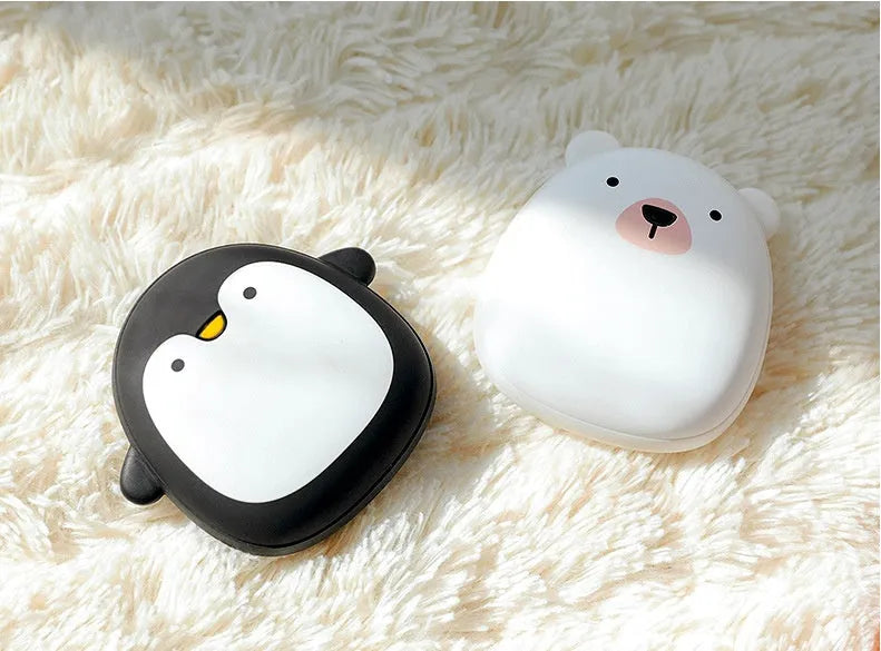 Cartoon penguin and polar bear USB rechargeable electric hand warmer with double-side heating