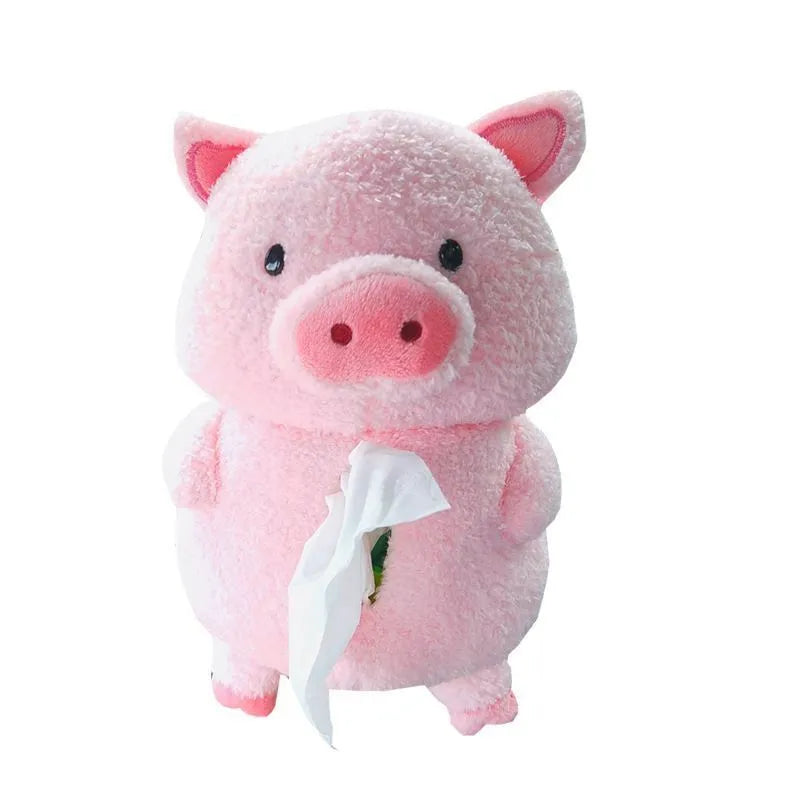 Soft plush cartoon lamb tissue box for car dashboard or home decor.